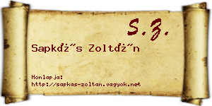 Sapkás Zoltán névjegykártya